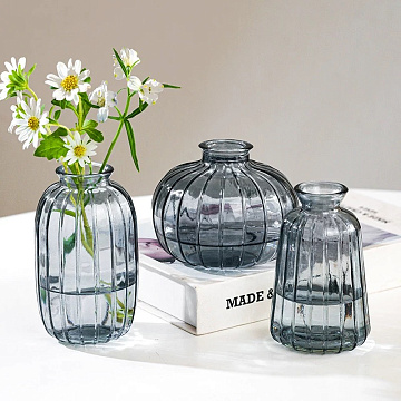 Ваза стеклянная D7.5 *H11.7, 1 шт., серо-голубой - фото1