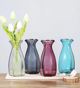 Ваза стеклянная D8 * H20 см, 1 шт., сливовый - фото1