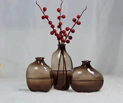 Ваза стеклянная D9 * H11, 1 шт., коричневый - фото1