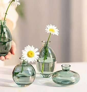 Ваза стеклянная D9 * H6,5, 1 шт., зеленый - фото1