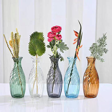 Ваза стеклянная D9,1 * H23 см, 1 шт., серый - фото1