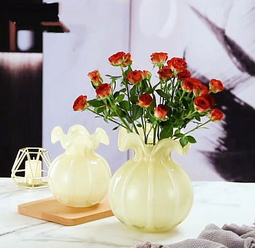 Ваза стеклянная H22, 1 шт.,  нежно-лимонный - фото1