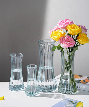 Ваза стеклянная H28 см, 1 шт., прозрачный - фото1