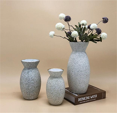 Вазы керамические водонепроницаемые 10*10*18,  1 шт., св.серый - фото1