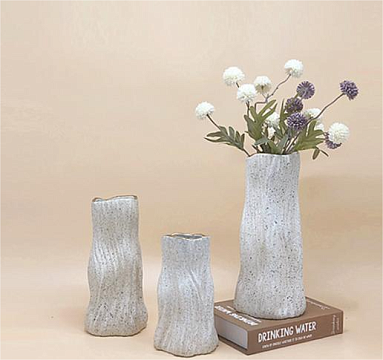 Вазы керамические водонепроницаемые 12*11,5*25,  1 шт., св.серый - фото1