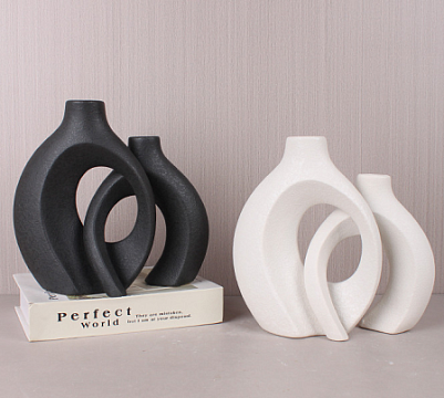 Вазы керамические водонепроницаемые 16*7,5*21/
14,5*8,5*17,  1 шт., белый - фото1