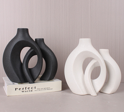 Вазы керамические водонепроницаемые 16*7,5*21/
14,5*8,5*17,  1 шт., черный - фото1