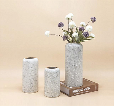 Вазы керамические водонепроницаемые 9*9*15,5,  1 шт., св.серый - фото1