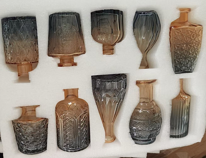 Набор ваз стеклянный 10 шт, градиент серый/янтарный - фото1