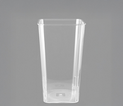 Пластиковая ваза для цветов, квадратная, высота 24.5 см, верх 14х14 см, низ 11х11см., прозрачная - фото1