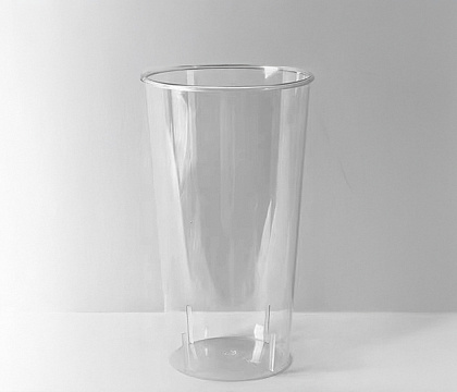 Пластиковая ваза для цветов, круглая, высота 24.5 см, верх 15.8 см, низ 11.5 см., прозрачная - фото1