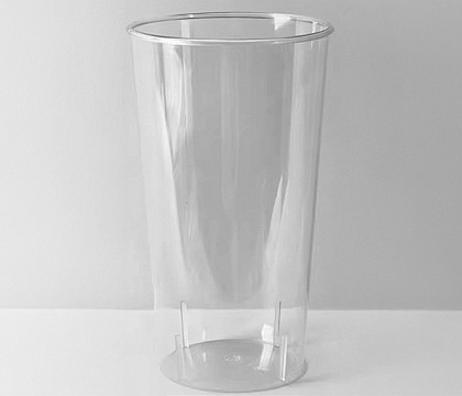 Пластиковая ваза для цветов, круглая, высота 38 см, верх 21.5 см, низ 16.2см., прозрачная - фото1